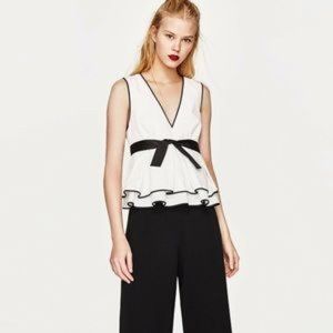 Black and White Peplum Top